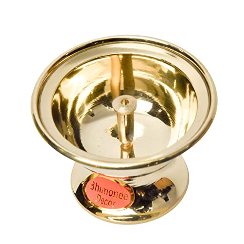 Bhimonee Decor | Pure Brass Pyalla Nanda Deep | Deepak | Diya for Pooja Purposes | 2.4 Inches | 170 gm | Traditional Brass Diya for Spiritual & Home Décor - Image 3
