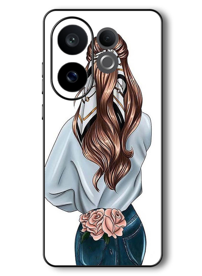 Theodor Case Compatible with Vivo V60 6.77 Inch Protection Shockproof Bumper Cover Pink Rose Girl - Image 1