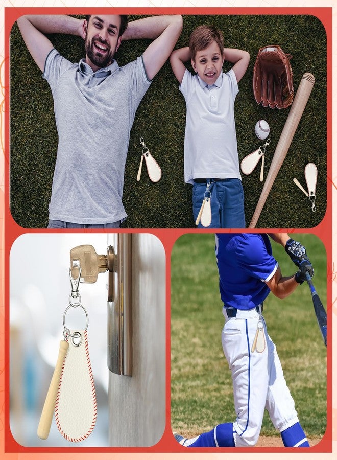 Ferreve 20 Set 20 Set Baseball Softball Keychain Bulk Baseball Party Favors Luggage Tags Travel Labels with Ring DIY Name ID Card Softball Birthday Party Favor for Sublimation Christmas Gifts - Image 3
