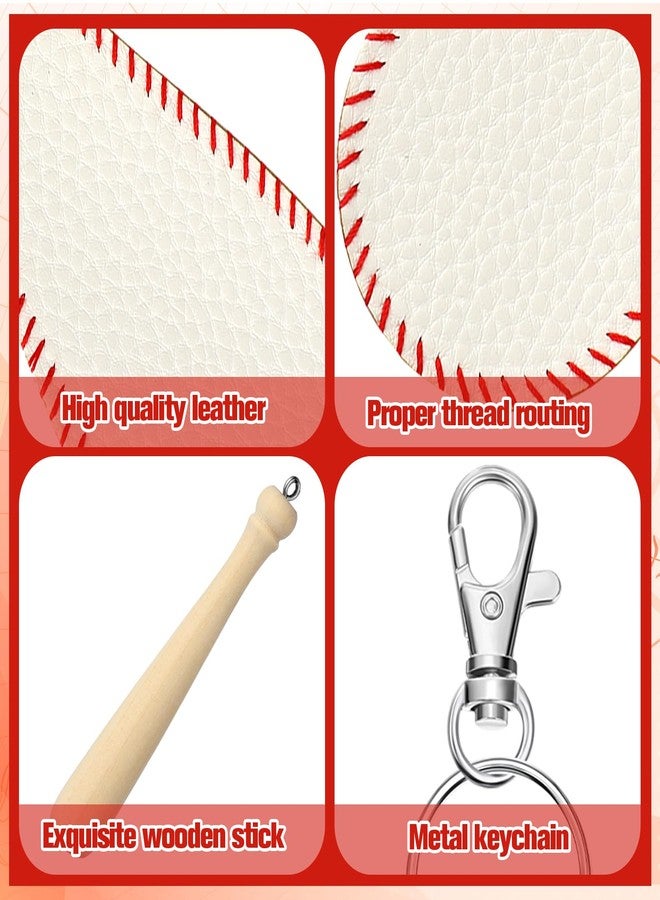 Ferreve 20 Set 20 Set Baseball Softball Keychain Bulk Baseball Party Favors Luggage Tags Travel Labels with Ring DIY Name ID Card Softball Birthday Party Favor for Sublimation Christmas Gifts - Image 5