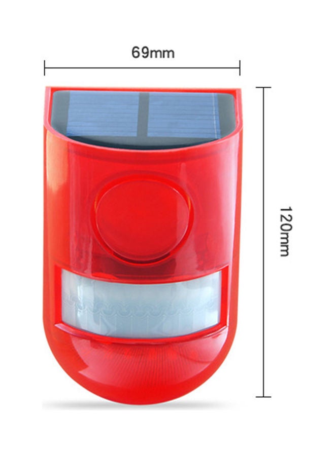 Solar Alarm PIR Motion Sensor 110dB Loud Siren LED Strobe Light Red 120 x 69mm - Image 3