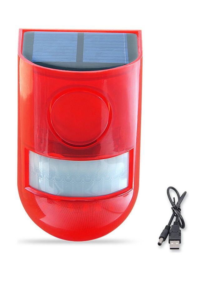 Solar Alarm PIR Motion Sensor 110dB Loud Siren LED Strobe Light Red 120 x 69mm - Image 1