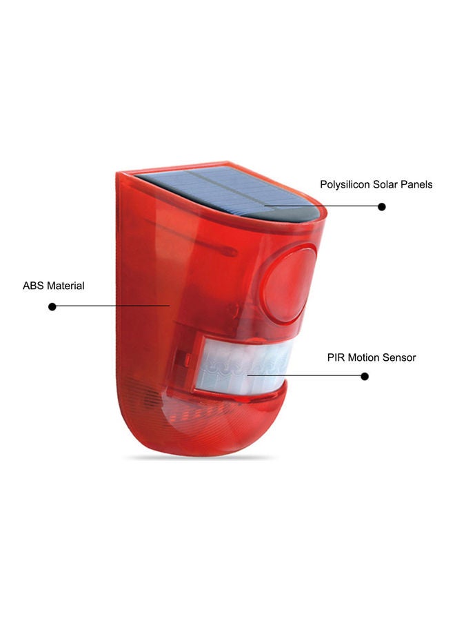 Solar Alarm PIR Motion Sensor 110dB Loud Siren LED Strobe Light Red 120 x 69mm - Image 5