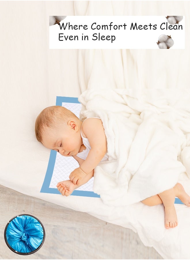 Cute 'n' Cuddle Cute 'n' Cuddle – 30 Pcs Disposable Changing Mat Blue (60×45 cm) with 30 Blue Scented Diaper Bags – Soft, Leak-Proof & Travel-Friendly  - Image 5