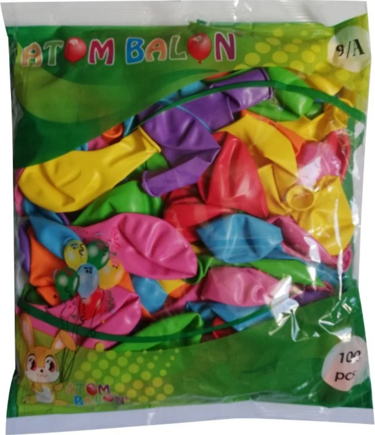Kalbi Ticaret 9A Balloon Mixed Color Balloon 100 Pcs Atomic Balloon