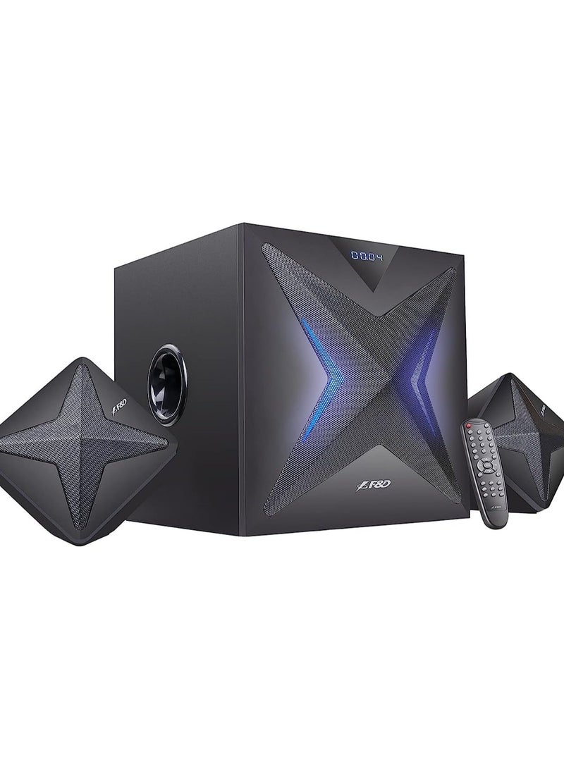 F550X 56W 2.1 Channel Bluetooth Multimedia Speakers with Subwoofer Satellite Speaker, Multicolor LED Display, Remote, USB, SD Card, NFC - Image 1