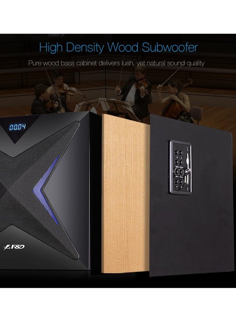 F550X 56W 2.1 Channel Bluetooth Multimedia Speakers with Subwoofer Satellite Speaker, Multicolor LED Display, Remote, USB, SD Card, NFC - Image 2