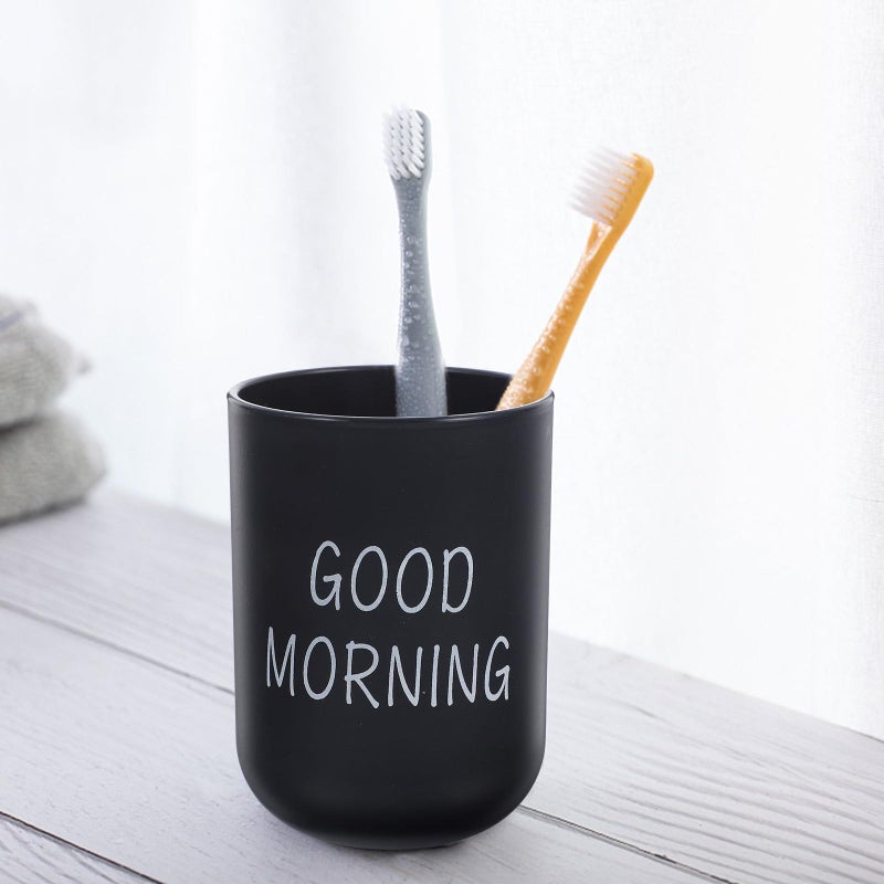 Black Matte Plastic Toothbrush Holder Set 2 Travel Friendly Bathroom Cups for Toothpaste and Mouthwash - Image 5