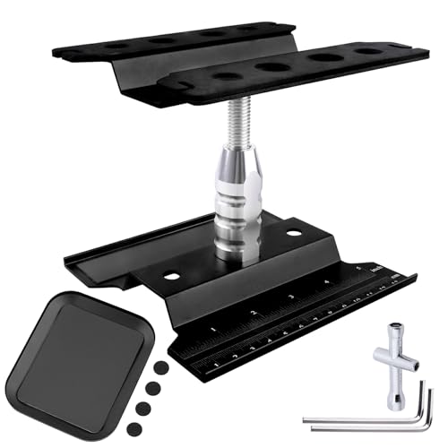 GoHobby RC Car Work Stand Aluminum Repair Workstation 360 Degree Rotation Lift Lower wScrew Tray Tools for 110 112 116 Scale Traxxas TRX4 Axial Arrma Redcat Losi RC Crawler Monster Truck Buggy Black - Image 1