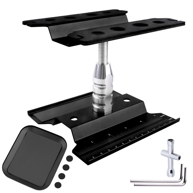 GoHobby RC Car Work Stand Aluminum Repair Workstation 360 Degree Rotation Lift Lower wScrew Tray Tools for 110 112 116 Scale Traxxas TRX4 Axial Arrma Redcat Losi RC Crawler Monster Truck Buggy Black - Image 3