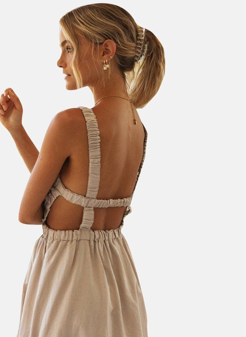 YUNIQEE Off White Boat Neck Solid Fit & Flared Dress  - Image 2