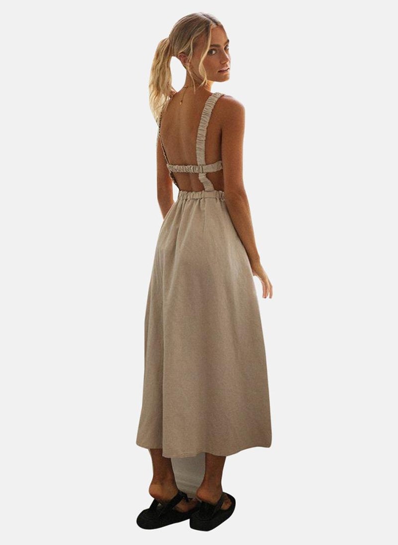 YUNIQEE Off White Boat Neck Solid Fit & Flared Dress  - Image 3