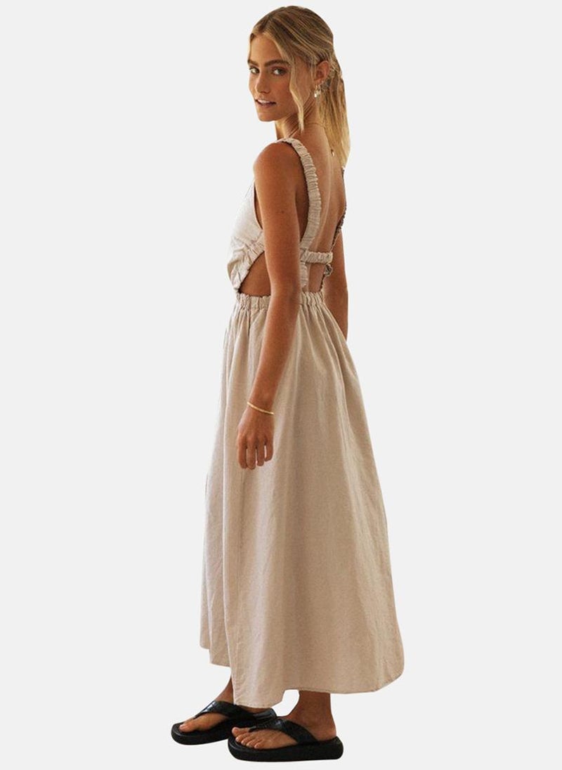 YUNIQEE Off White Boat Neck Solid Fit & Flared Dress  - Image 4