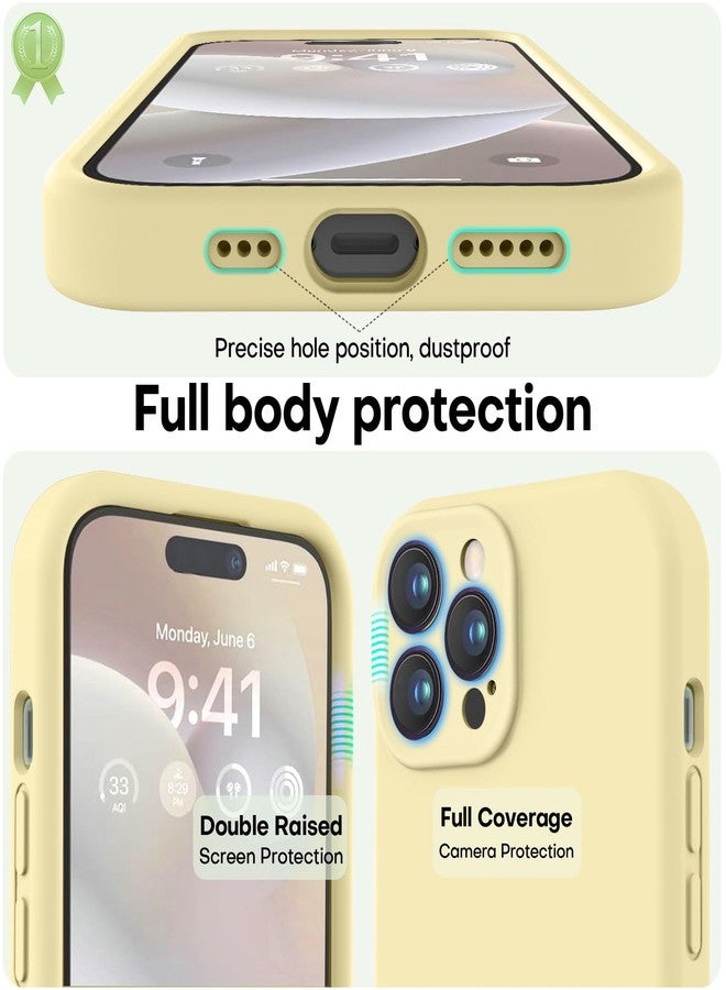 LOVE 3000 جراب LOVE 3000 مصمم خصيصًا لهاتف iPhone 14 Pro Max، مصنوع من السيليكون الفاخر مع بطانة ناعمة من الألياف الدقيقة المقاومة للخدش، جراب واقٍ مقاوم للصدمات مناسب للرجال والنساء والفتيات، مقاس 6.7 بوصة، لون أصفر كريمي - Image 3