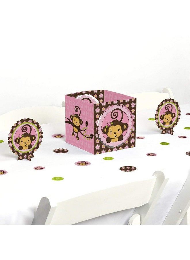 Big Dot of Happiness Pink Monkey Girl Baby Shower Or Birthday Party Centerpiece & Table Decoration Kit  - Image 1