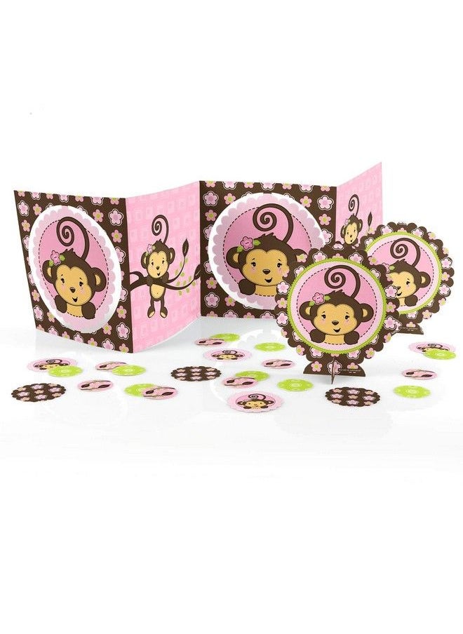 Big Dot of Happiness Pink Monkey Girl Baby Shower Or Birthday Party Centerpiece & Table Decoration Kit  - Image 3