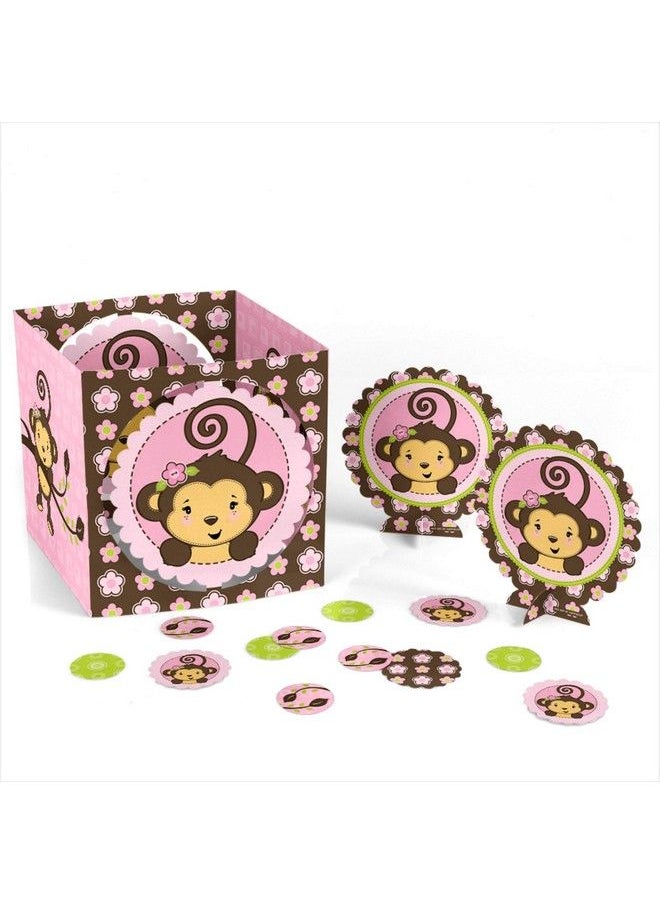 Big Dot of Happiness Pink Monkey Girl Baby Shower Or Birthday Party Centerpiece & Table Decoration Kit  - Image 4