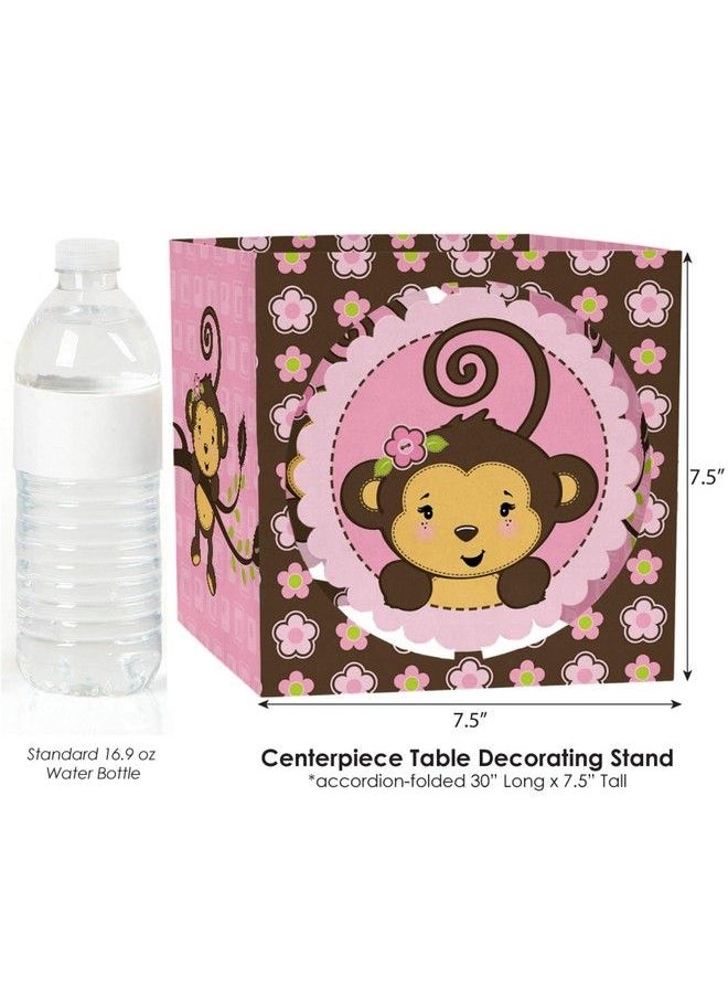 Big Dot of Happiness Pink Monkey Girl Baby Shower Or Birthday Party Centerpiece & Table Decoration Kit  - Image 5