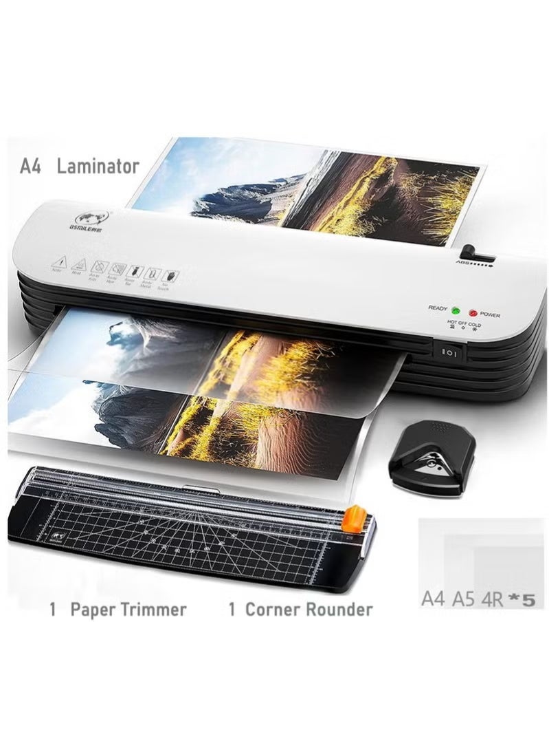 أوسمايل ماكينة تغليف حراري SL299 ساخن وبارد، آلة تغليف المستندات A4/A5/A6 مع زر ABS لفك الانحشار، تسخين سريع وتغليف بدون فقاعات، تشمل 15 كيس تغليف حراري، قاطع ورق وأداة تدوير الزوايا، مناسبة للمنزل والمكتب والمدرسة، لتغليف الصور والشهادات والوثائق - Image 1