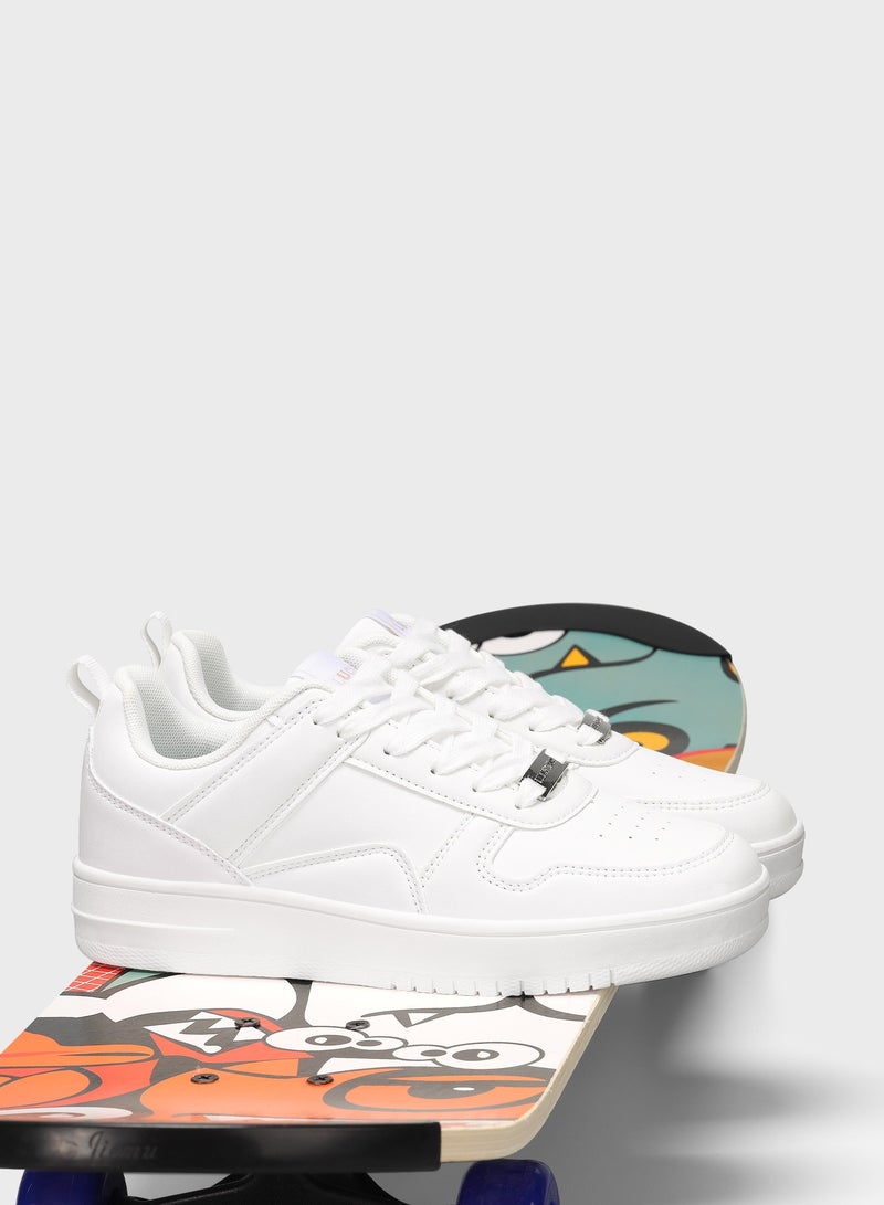 LUCKY STEP Women Fashion Sneakers Leather Low Top Tennis Shoes Lace Up Casual Comfortable Walking Shoe - Image 3