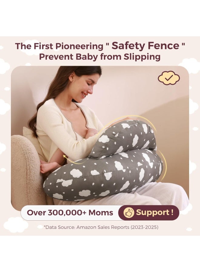 Bukela Nursing Pillow for Breastfeeding, Pioneering Safety Fence,  Wider Feeding Pillows for More Support for Mom & Baby, Easier Nursing & Hand Free, Fit for All,  Removable Cotton Cover - Image 4