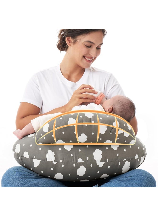 Bukela Nursing Pillow for Breastfeeding, Pioneering Safety Fence,  Wider Feeding Pillows for More Support for Mom & Baby, Easier Nursing & Hand Free, Fit for All,  Removable Cotton Cover - Image 1