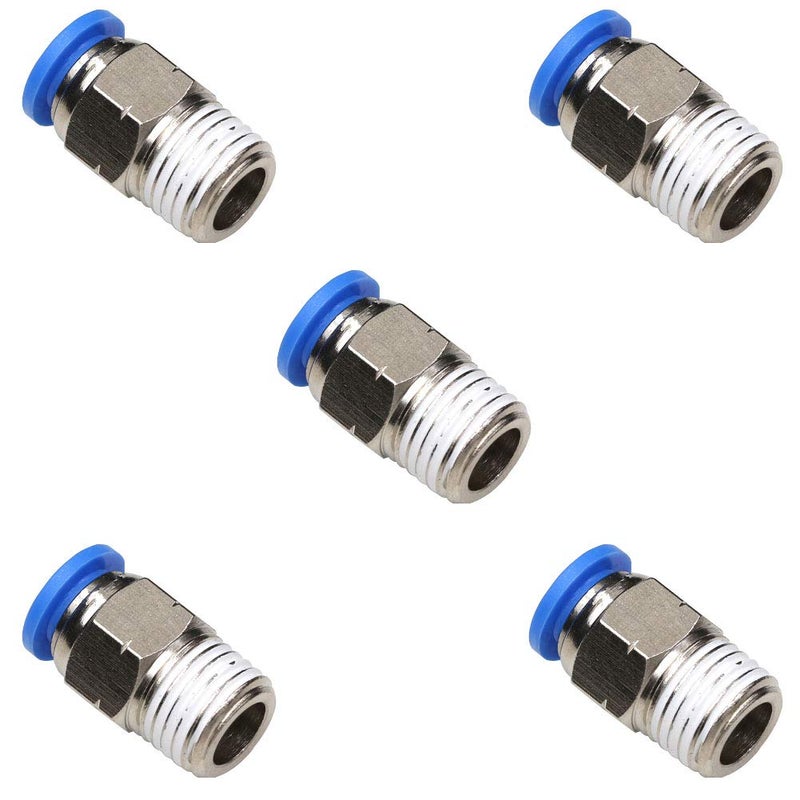 8mm Tubing OD Air Fittings Push to Connect Fittings 1/4 Inch NPT Pneumatic Fitting Push in Connector,CEKER 1/4 NPT Male Air Line Fittings Quick Connect Air Hose Fittings for 3D Printer 5Packs