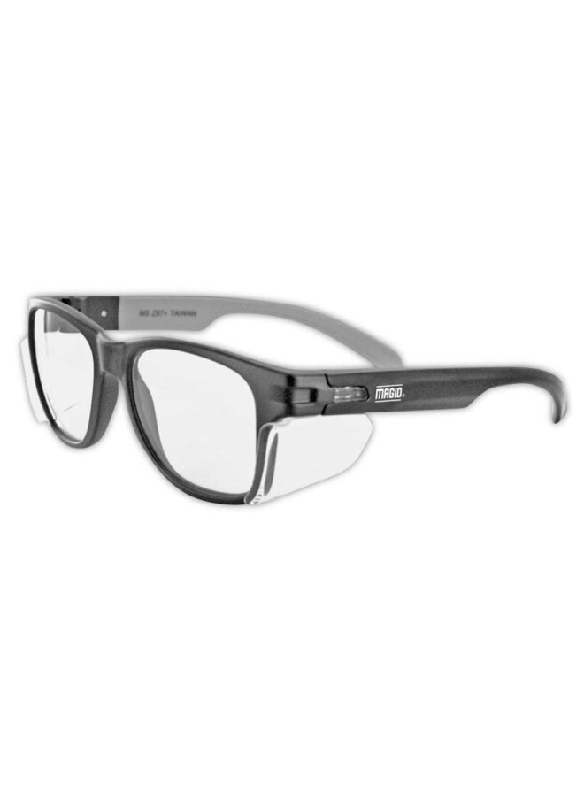 Magid Glove & Safety Magid Classic Black Safety Glasses Iconic Design Series Y50BKAFC with Side Shields and Cloth Case - UV Protection Anti Fog Coating Clear Lens 1 Pair  - Image 1