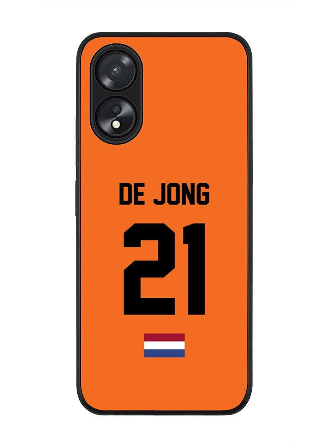 Stylizedd Rugged Black Edge case for Oppo A18 / Oppo A38,Slim fit Flexible Cover - Football Team - Netherlands, Player Name - De Jong - Image 1