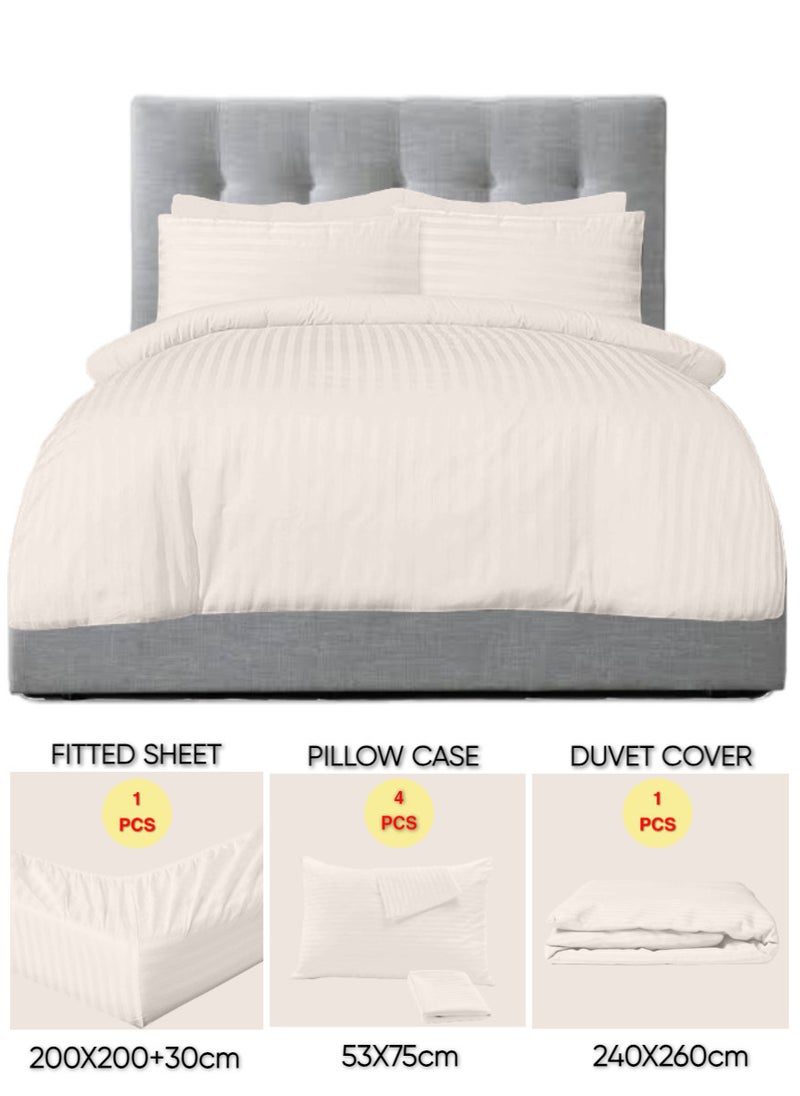 Blueberry 6 Pieces Super King Size Duvet Cover Set - Includes 1 Duvet Cover (240x260cm), 1 Fitted Sheet (200x200+30cm), 4 Pillow Cases (53x75cm) - Image 1