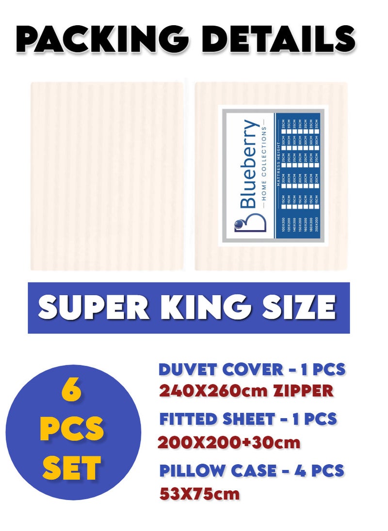 Blueberry 6 Pieces Super King Size Duvet Cover Set - Includes 1 Duvet Cover (240x260cm), 1 Fitted Sheet (200x200+30cm), 4 Pillow Cases (53x75cm) - Image 2