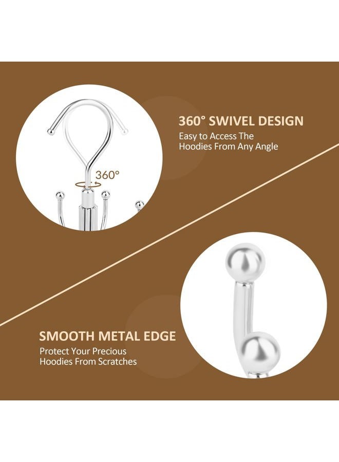 ZEDODIER Hoodie Hangers, 2 Pack Rotatable Hoodie Organzier for Closet, Max 16 Storage Capacity Hoodies Holder, Metal Space Saving Closet Organizers and Storage, Silver - Image 5