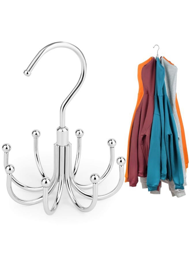 ZEDODIER Hoodie Hangers, 2 Pack Rotatable Hoodie Organzier for Closet, Max 16 Storage Capacity Hoodies Holder, Metal Space Saving Closet Organizers and Storage, Silver - Image 1