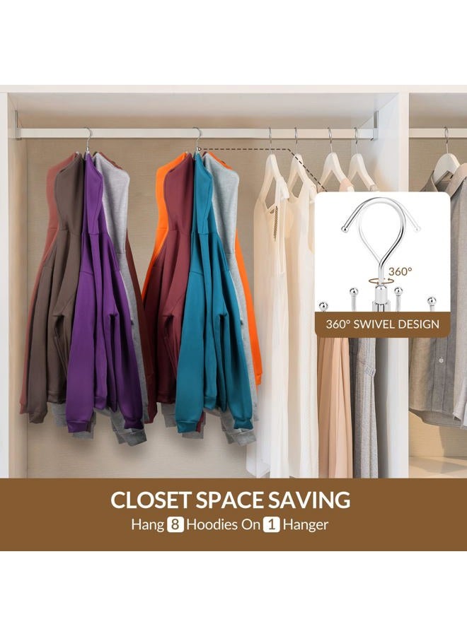 ZEDODIER Hoodie Hangers, 2 Pack Rotatable Hoodie Organzier for Closet, Max 16 Storage Capacity Hoodies Holder, Metal Space Saving Closet Organizers and Storage, Silver - Image 3