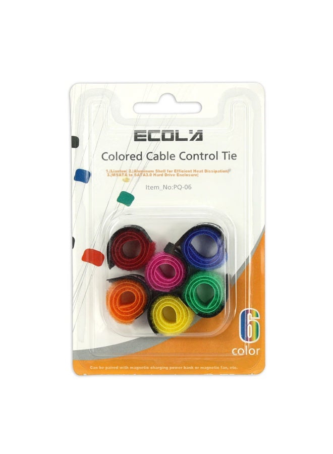 Ecola [6-pack] Colorful Cable Ties, Data Cable Organizer, Computer And Phone Charging Cable Organizer Clips, Home Office Desk Cable Management Tool Pq-06 - Image 4