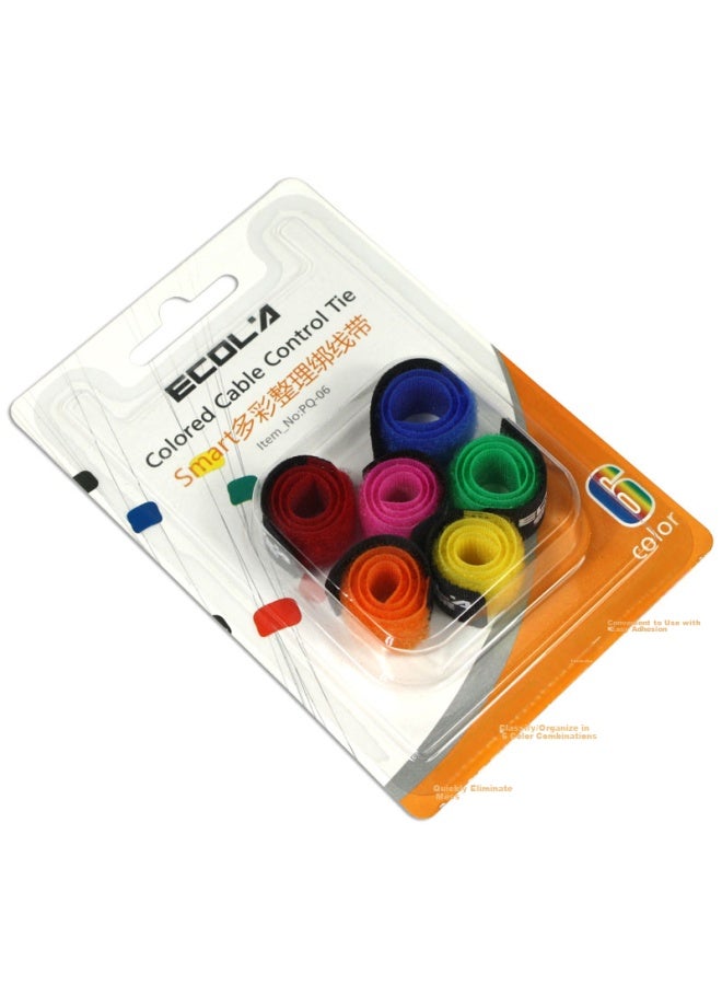 Ecola [6-pack] Colorful Cable Ties, Data Cable Organizer, Computer And Phone Charging Cable Organizer Clips, Home Office Desk Cable Management Tool Pq-06 - Image 3