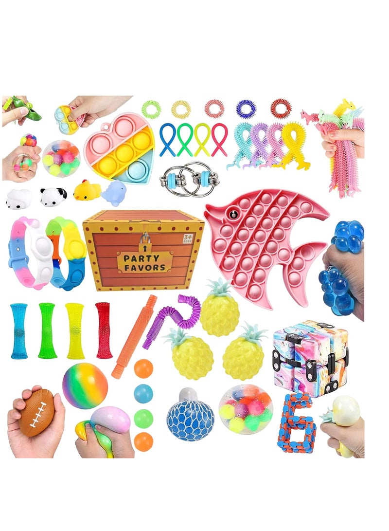 MCENTT 50 Pcs Fidget Toys Set for Kids & Adults – Simple Dimple Pop It Toys for Stress Relief, Anxiety, ADHD & Autism Therapy, Party Favors, Classroom Prizes - Image 1