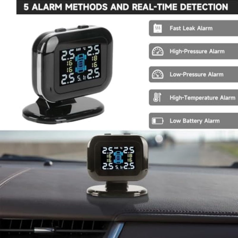 نظام مراقبة ضغط الإطارات، شاشة شاحن USB TPMS مع 4 أجهزة استشعار و5 أوضاع إنذار، شاشة LCD ملونة، مراقبة الضغط ودرجة الحرارة في الوقت الحقيقي، سهلة التركيب، مثالية لسيارات RV SUV MPV - Image 3