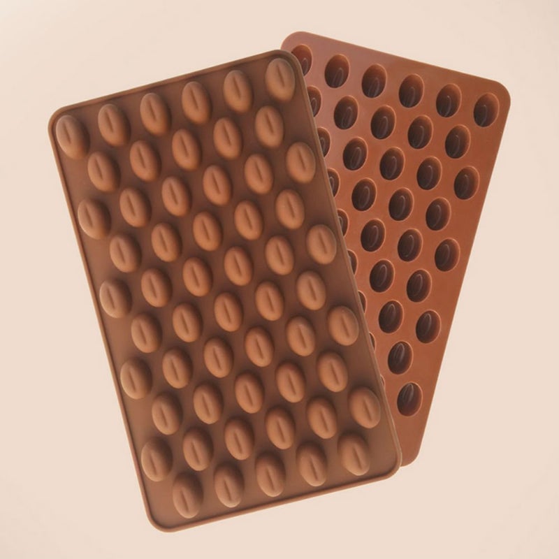 Akoak Silicone Mold 55 Cavity Mini Coffee Beans Chocolate Sugar Candy Mold Cake Decor 2 Count - Image 1
