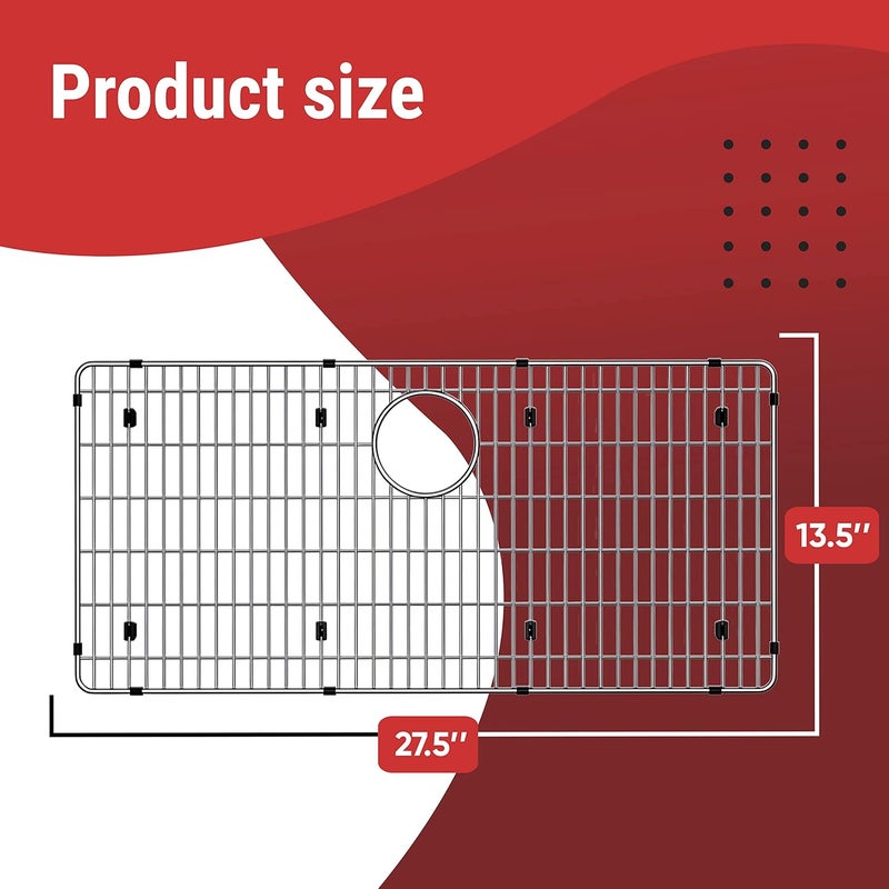 Granatan Sink Protectors for Kitchen Sink, Stainless Steel Sink Protector 27-1/2" x 13-1/2" x 1-1/4", Sink Bottom Grid - Image 2