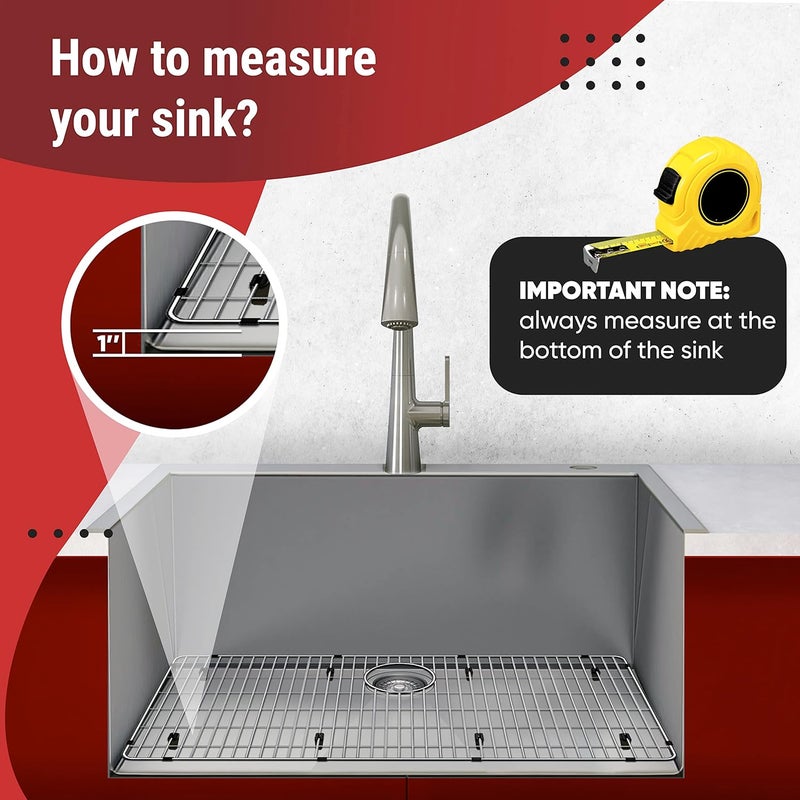 Granatan Sink Protectors for Kitchen Sink, Stainless Steel Sink Protector 27-1/2" x 13-1/2" x 1-1/4", Sink Bottom Grid - Image 3