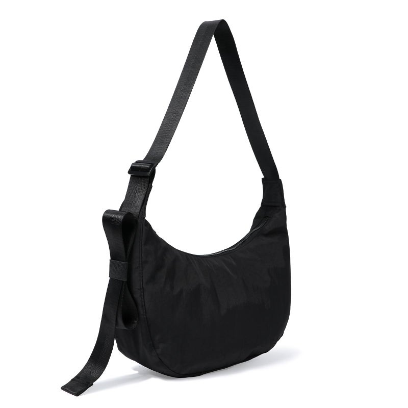 FASTFAIRY Medium Nylon Crossbody Crescent Bag: Black Slouchy Style Shoulder Casual with 47" Adjustable Strap - Minimalist Environmentalist - Commuting Work Daily - Image 3