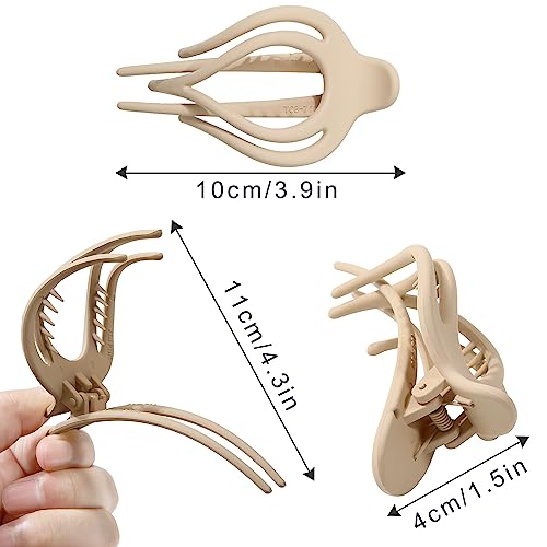 AWAYTR French Concord Hair Clips Claw 6Pcs Side Slid Flat Hair Clips for Volume Strong Hold No Slip Grip Hair Claw Clips for Women Girls Thick Thin Hair Matte CurvedMedium4 inches 1 - Image 3