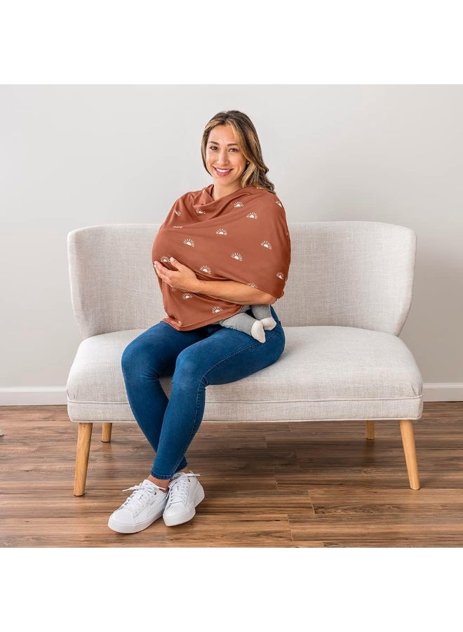 Itzy Ritzy 4-in-1 Nursing Cover, Car Seat Cover, Shopping Cart Cover & Infinity Scarf â€“ Breathable, Multi-Use Nursing Cover Up for Breastfeeding, Carseat Canopy & Stroller Cover (Terracotta Sunrise) - Image 2