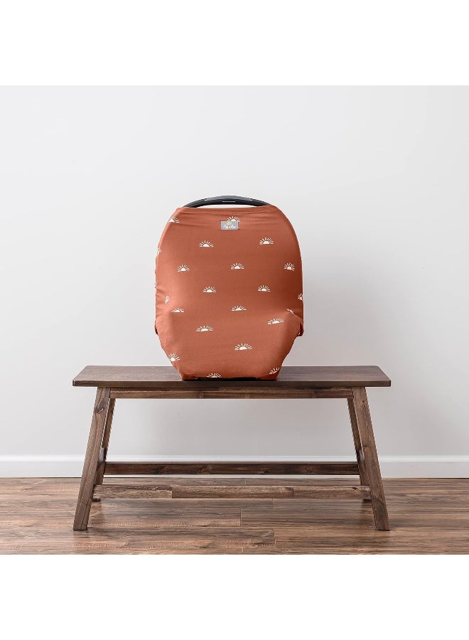 Itzy Ritzy 4-in-1 Nursing Cover, Car Seat Cover, Shopping Cart Cover & Infinity Scarf â€“ Breathable, Multi-Use Nursing Cover Up for Breastfeeding, Carseat Canopy & Stroller Cover (Terracotta Sunrise) - Image 3