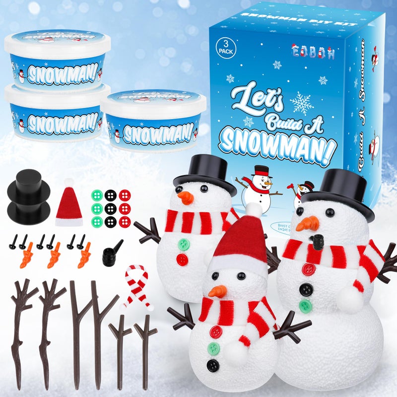 EOBOH Christmas Craft Snowman Kit 3 Pack DIY Snowman Craft Kit for Kids Build a Snowman Indoor Decor Creative Kids Air Dry Modeling Clay Xmas Activities Christmas Making Kit for Toys Favors - Image 3