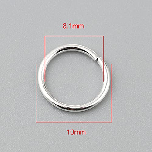 HDSupplies 200 Pieces - 10mm Jump Rings Shiny Silver Tone Plated - 18 Gauge (1mm Thickness) - Image 2