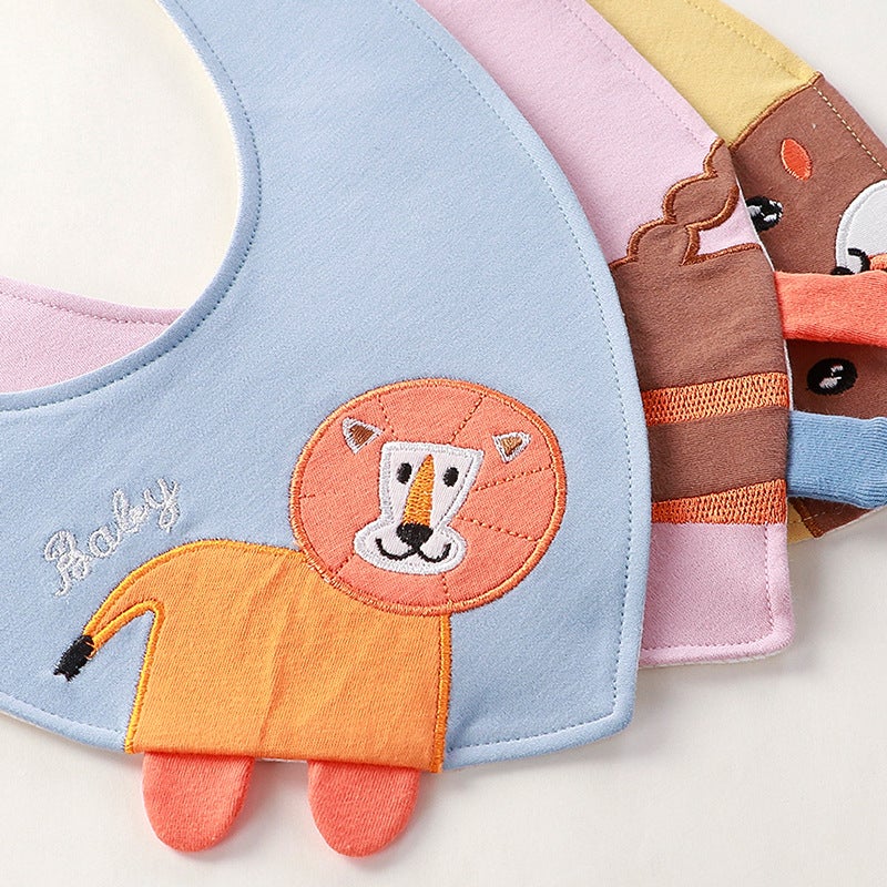 Newborn Cotton Soft Bib with Snap Buttons and Cartoon Pattern - Image 2