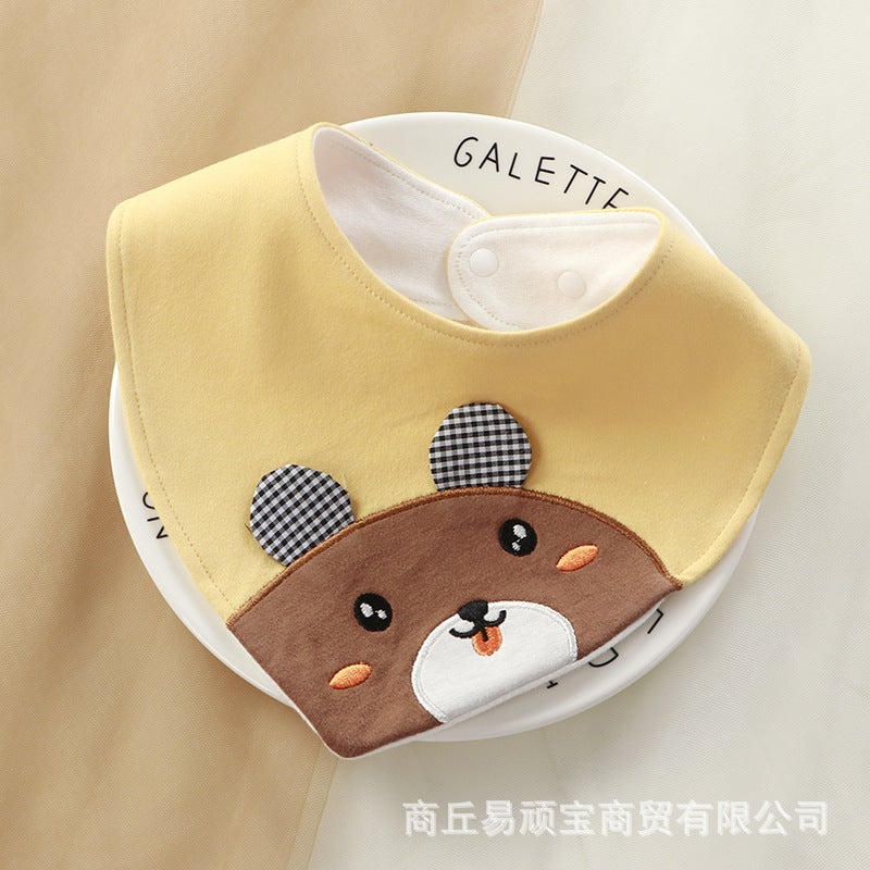 Newborn Cotton Soft Bib with Snap Buttons and Cartoon Pattern - Image 4