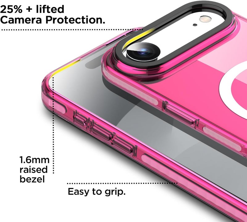 AICase Neon Hot Pink Clear Phone Case for iPhone 17 Air Compatible with Magsafe, Trendy Women Girly Aesthetic Preppy Colorful Colored Cute Retro Bright Protective Jelly Aura Cover - Image 5